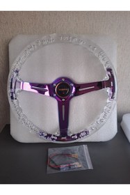 Resim OTODONATIM Şeffaf Direksiyon Momo 35 CM Kabarcıklı Direksiyon Beyaz A Plus Kalite Ürün 