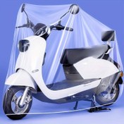 Resim 1pc Su Geçirmez PE Motosiklet Kapağı - Toz Geçirmez İç Mekan Dış Mekan Scooter Koruyucu Elektrikli Bisiklet için Yağmurluk Kapalı Toz Kapağı 