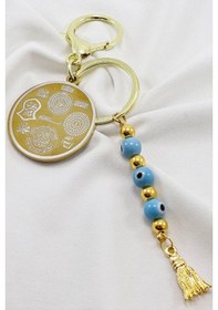 Resim Mavi Cam Nazar Boncuklu Ayetel Kürsi Hilye-i Şerif Komple Paslanm 