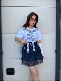 Resim YK FASHION Dantel Detaylı Kot Etek 