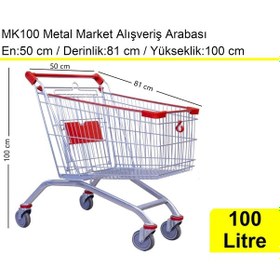 Resim Mk100 Metal Market Alışveriş Arabası 100 Litre / En:50 Boy:81 Yükseklik:100 Cm 