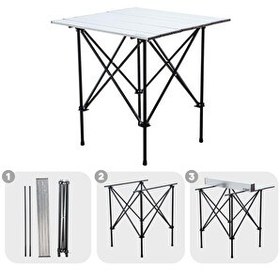 Resim Argeus 54024 Akordion Katlanabilir Alüminyum Silver Kamp ve Piknik Masası 