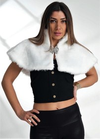Resim Keyifli Moda Kadın Beyaz Broşlu Etol Bolero 