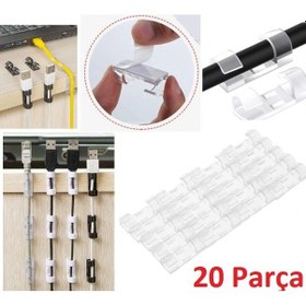 Resim Luz&pos 20&amp Apos Li Yapışkanlı Kablo Sabitleyici Şeffaf Klips 