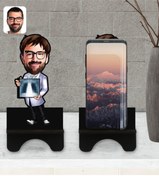 Resim Bk Gift Kişiye Özel Erkek Radyolojist Karikatürlü Ahşap Biblo Telefon Standı-1 