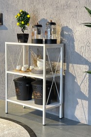 Resim Avmpark Stally Mutfak Rafı 3 Lü Erzak Malzeme Dolabı Beyaz-beyaz 