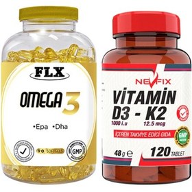 Resim Omega 3 Balık Yağı 90 Softgel & Nevfix Vitamin D3-k2 120 Tablet 