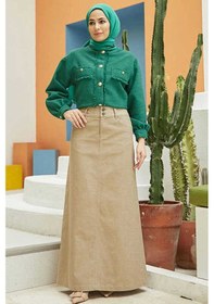 Resim 2254-denim Klasik Etek Açık Haki Açık Haki 