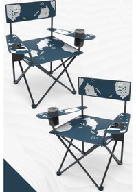 Resim Perilla Qufi Katlanır Kamp Piknik Sandalyesi Rejisör Koltuğu - 2 Adet Mavi Mavi 