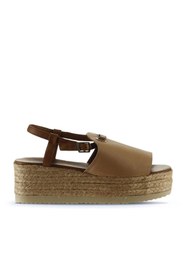 Resim Bueno Shoes Bej Kahve Deri Kadın Dolgu Topuklu Espadril Sandalet 01wu6103 