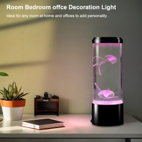 Resim 1 Adet 3D Dinamik Denizanası Lava Lambası, 7 Renk Değiştiren Mood Işığı, Ev, Ofis, Yatak Odası ve Akvaryum Dekorasyonu için Masaüstü Lamba, Gençler ve Yetişkinler İçin Harika Hediye, USB/Pil ile Çalışır (Piller Dahil Değildir) 