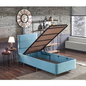 Resim Nironyatak Cozy Baza Ve Başlık - 100 x 200 CM Cm Tek Kişilik Sandıklı Bebek Mavis 