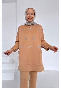 Resim Kahijab Bisiklet Yaka Taşlı Scuba Takım - Camel 