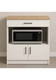 Resim Nexa Çok Amaçlı Dolap - Mikrodalga - Erzak - Mutfak - Kiler Dolabı - 80 Cm Beyaz - Atlantik Çam 