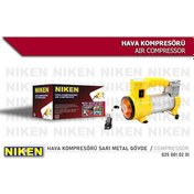 Resim Araç Lastik Hava Kompresörü Metal Gövde Sarı Niken 