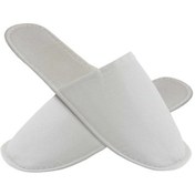 Resim 50 Çift Lüks Elyaf Alt Sünger Takviyeli Beyaz Otel Terliği Tek Kullanımlık Kullan At Beyaz 