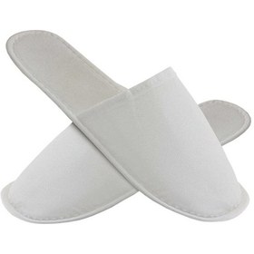 Resim 50 Çift Lüks Elyaf Alt Sünger Takviyeli Beyaz Otel Terliği Tek Kullanımlık Kullan At Beyaz 