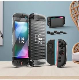Resim Sunshine022 Şeffaf Switch 2. Nesil Aksesuar Seti: Pc Kılıf + Tpu Tutamak + Ekran Koruyucu 