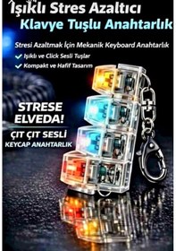 Resim Işıklı Klavye Tuşu Switch Anahtarlık Keyboard Fidget Led Anahtarlık - 1 Adet 