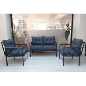 Resim Safir Balkon-bahçe-kafe Çay Seti Koltuk Oturma Takımı-oturma Grubu Mavi 