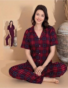 Resim Boyraz Kadın Milan Boydan Düğmeli Kısa Kol İnce Pijama Takımı 11065 - 1 Adet 001 