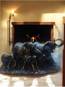 Resim 12cm -22cm Ebatlarında Kırılmaz Polyester, Siyah Renk Fil Biblo 