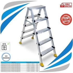 Resim Sözbir 5+5 Gold Alüminyum Çift Çıkışlı Merdiven 