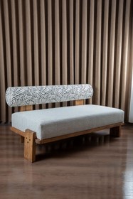 Resim Aberteka VOOG Doğal Ahşap Jakarlı Dokuma Kumaş Modern Berjer 