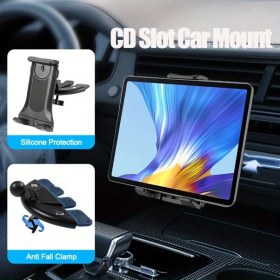 Resim Gateesat Siyah 2si 1 Arada Cd Yuvası Tablet Ve Telefon Araç Tutucu - Sağlam Abs 