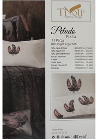Resim 11 Parça Battaniyeli Çeyiz Seti - Tafta Yatak Örtüsü & Nevresimli Çeyiz Takımı-peludo-pudra Pudra Pudra 