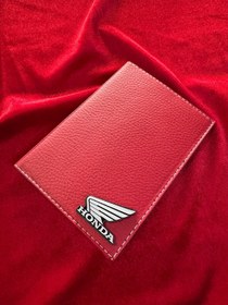 Resim ATTA PAZARLAMA Deri kabartmalı kırmızı honda markalı motor ruhsatlık, ruhsat kabı, ruhsat kılıfı, ruhsat cüzdanı 