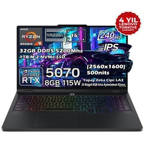 Resim Lenovo Legion Pro 5 16ADR10 Amd Ryzen 9 8940HX 32GB 1tb SSD Rtx 5070 8gb 16 İnç Oyun Bilgisayarı Siyah 