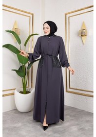 Resim Nevayla Moda Cep Detaylı Bağlamalı Ferace - Antrasit / F0138 Antrasit 