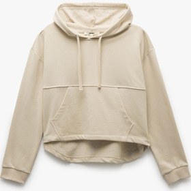 Resim Koton Üç İplik Cepli Uzun Kollu Kapüşonlu Sweatshirt Bej 5sak10129ek Ekru 