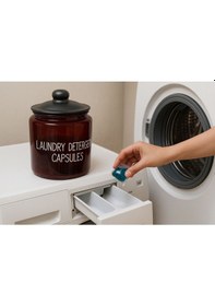 Resim Qerhome Amberclean Cam Siyah Vakumlu Kapaklı Deterjan Kavanozu 3800 Ml 2 Adet Amber 