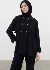 Resim Mogi Butik Oversize Kesim Çift Düğme Detaylı Tesettür Kadın Dokuma Takım 3159 - Özel Seri 
