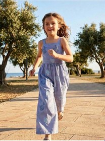 Resim Ministok Marin Sırt Bağlamalı Kız Çocuk Tulum Mavi 