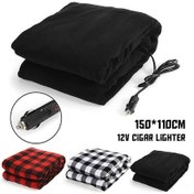 Resim Moveevo 12v Polar Fleece Isıtıcı Battaniye - Araç/ev/ofis Kullanıma Uygun, Sıcak Tutucu, 150x110cm Siyah 