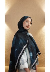 Resim Mirsoy Scarf Safir Etnik Desen Şal Petrol 