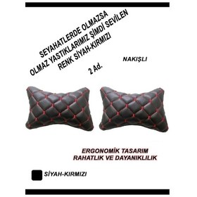 Resim Ubıshe Uyumlu Araç,araba,oto Boyun Yastığı Kırmızı Siyah 