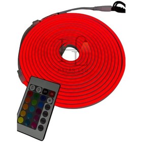 Resim 220 Volt Rgb Esnek Neon Şerit Led Set Kumandalı Ip65 Dış Mekan 5 Metre 