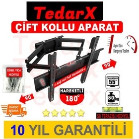 Resim 32'' 50'' Çift Kollu Hareketli Tv Duvar Askı Aparatı 