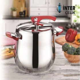 Resim İnter Çelik Düdüklü Tencere 12 lt Kırmızı 