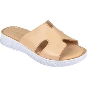 Resim Castle Black 22357 Kadın Hakiki Deri Comfort Terlik Bej Siyah 