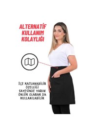 Resim 10 Adet Simple Ayarlanabilir Askılı Mutfak Önlüğü Siyah 