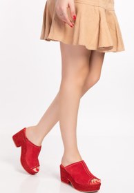 Resim Elile Shoes Hakiki Süet Deri Topuklu Kadın Yazlık Sandalet Terlik 34-35-41-42-43-44 Numara 