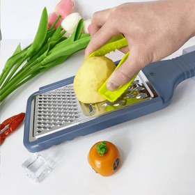 Resim 1 adet Çok Fonksiyonlu Parmak Koruyucu Sebze Kesme - Yeşil ve Mavi Saplı Mutfak Aleti, Patates, Soğan, Sarımsak İçin İdeal | Plastik Malzeme, Mutfak Güvenliği Ekipmanı | Ergonomik Tasarım | Dayanıklı Mutfak Aracı, Sebze Dilimleyici 
