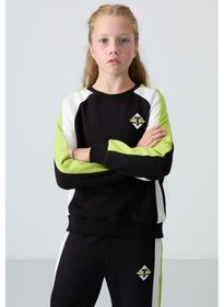 Resim Tommylife Tommy Life Siyah Pamuklu İçi Tüylü Yumuşak Dokulu Standart Fit Baskılı Kız Çocuk Eşofman Takım - 75165 Siyah 