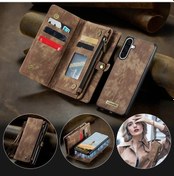 Resim Gaojunshop01 Brownness Galaxy Uyumlu A35 Manyetik Cüzdan Kapaklı 2si1 Arada El Askılı Kartlık 