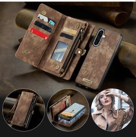 Resim Gaojunshop01 Brownness Galaxy Uyumlu A35 Manyetik Cüzdan Kapaklı 2si1 Arada El Askılı Kartlık 